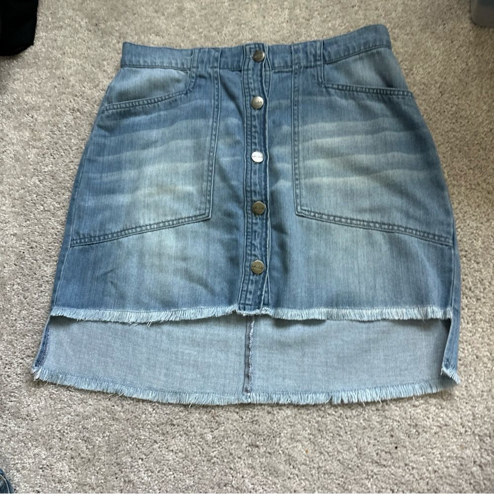 Bella Dahl Women Blue Denim Mini High Low Skirt 27
